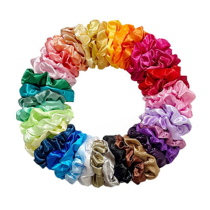 40-Color Satin Fabric Large Intestine Hair Band Hair Tie Headrope Rubber Band Fashion Head Flower Hair Accessories