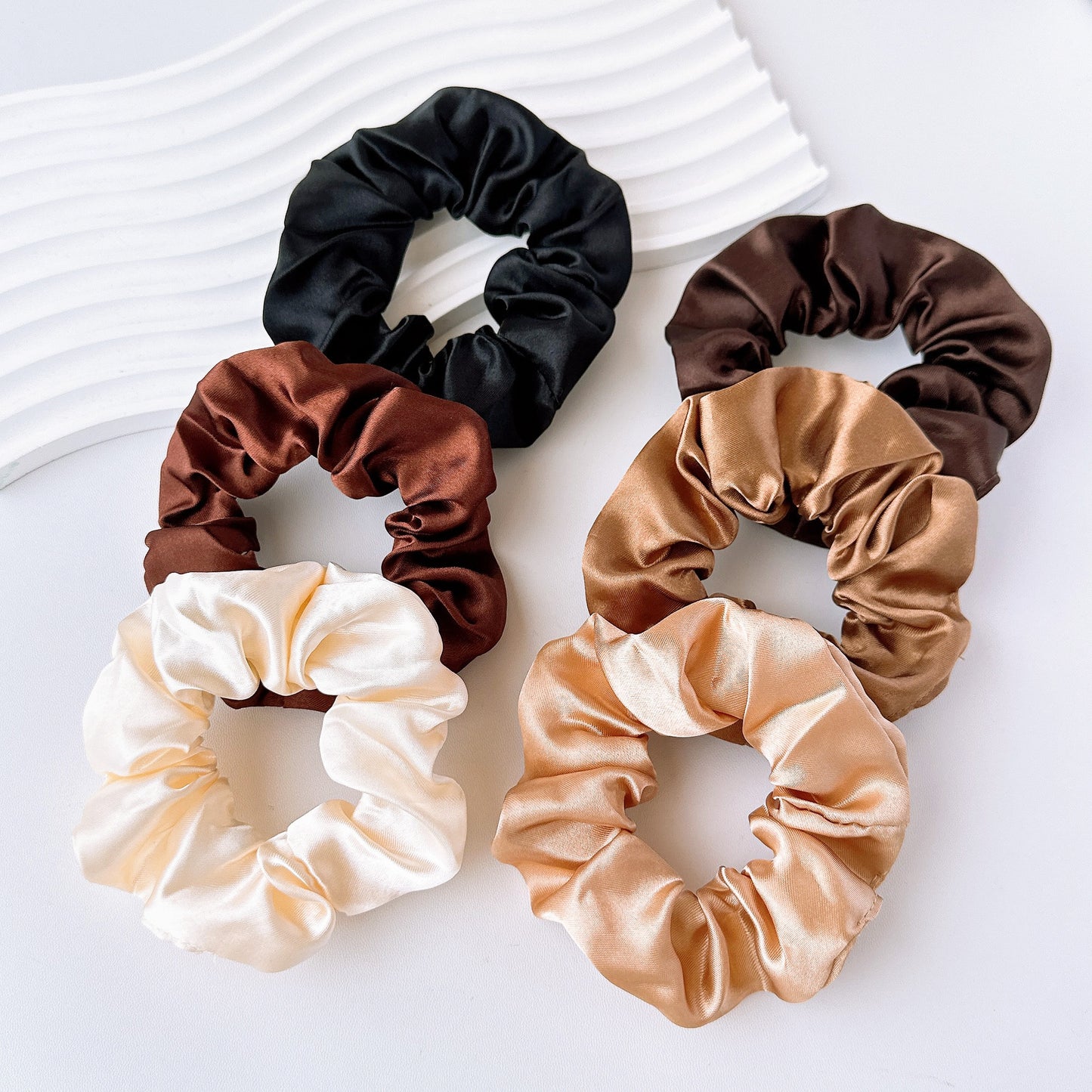New Satin Cloth Art Large Intestine Hair Band, Simple High-end Hair Accessories, Solid Color Rubber Band, No Hair Rope