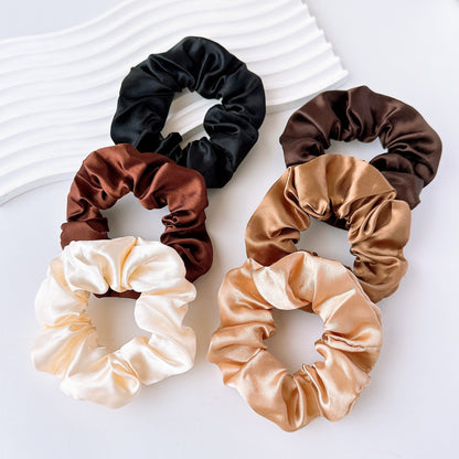 New Satin Cloth Art Large Intestine Hair Band, Simple High-end Hair Accessories, Solid Color Rubber Band, No Hair Rope