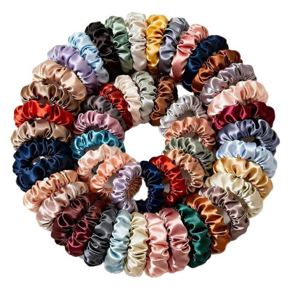 19pcs Satin Solid Color Small Intestine Ring, High Elasticity and High Quality Hair Rope, Hot Sale, The Same Hair Band Is Fluffy.