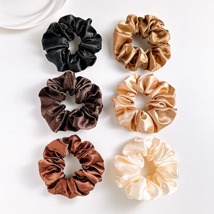 New Satin Cloth Art Large Intestine Hair Band, Simple High-end Hair Accessories, Solid Color Rubber Band, No Hair Rope