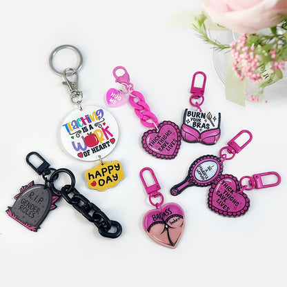 Hot-selling Double-sided Acrylic Pink Girl, Love Fun DIY Keychain Bag Pendant Mobile Phone Hanging