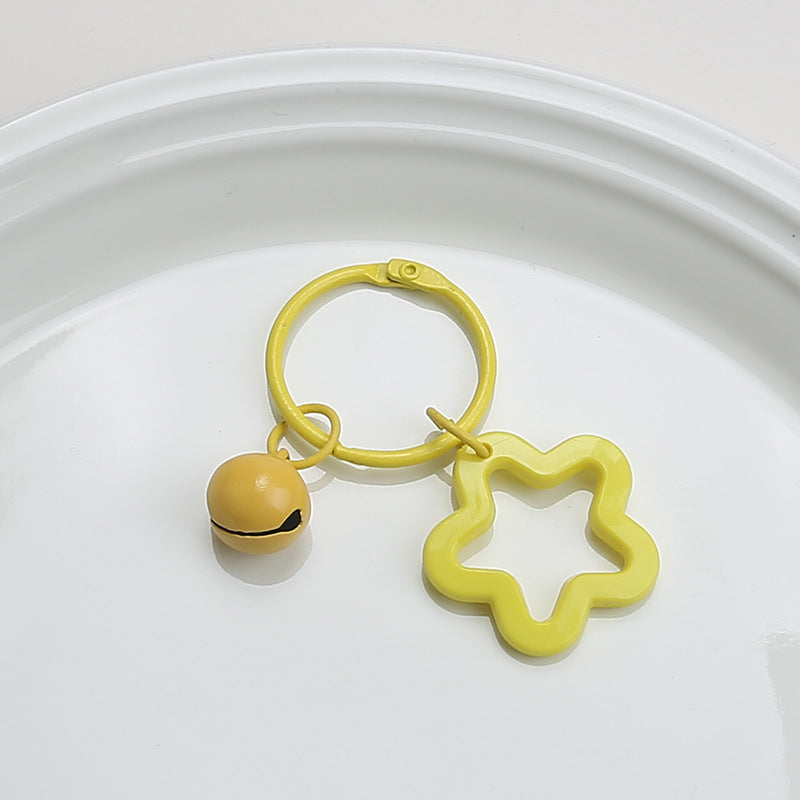 Color five-pointed star acrylic keychain pendant, candy-colored earphone cover pendant, small fresh couple bag decoration.