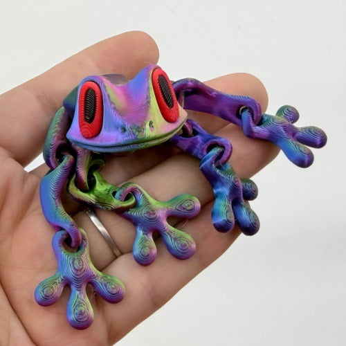 Black Technology 3D Printing Magnetic Frog Refrigerator Sticker Joint Movable Ornament Luminous Dragon Toy