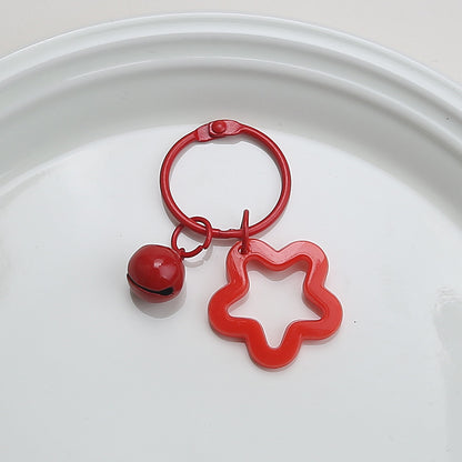 Color five-pointed star acrylic keychain pendant, candy-colored earphone cover pendant, small fresh couple bag decoration.