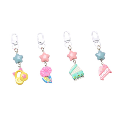 Color glossy resin cartoon keychain creative DIY cute ins style niche small pendant student backpack pendant
