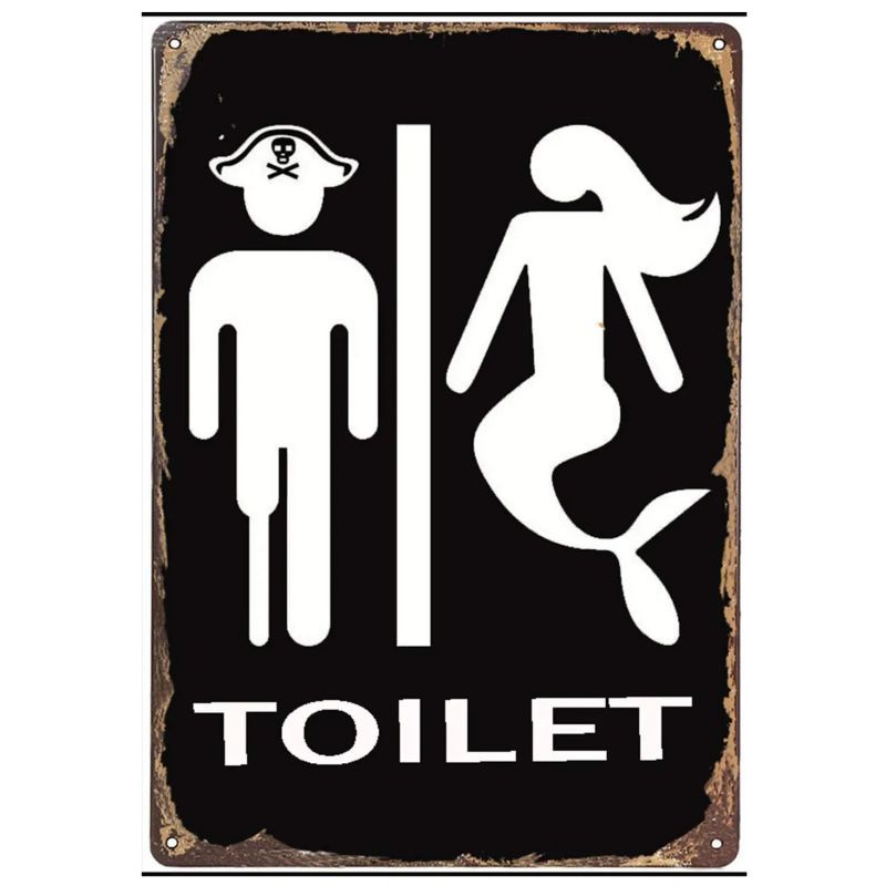Bathroom Sign Decorative Painting, Home Poster Retro American Tin Painting Washing Room Decorative Painting