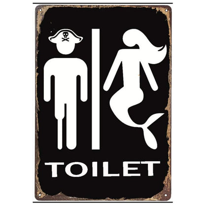 Bathroom Sign Decorative Painting, Home Poster Retro American Tin Painting Washing Room Decorative Painting