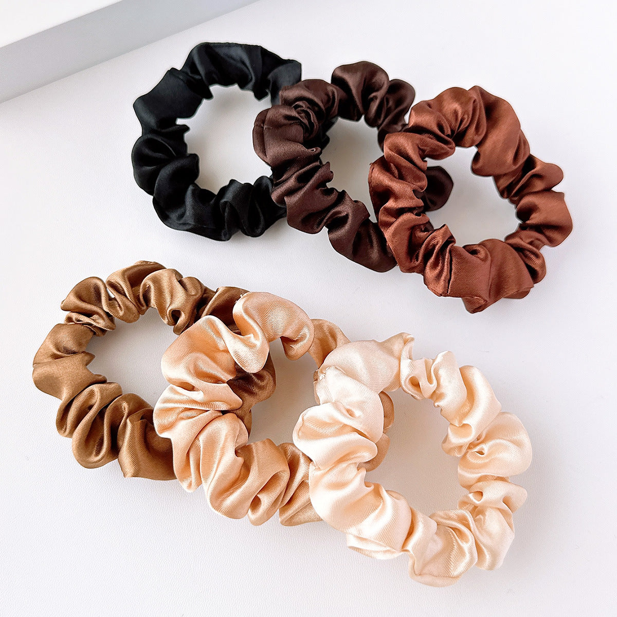 New Satin Cloth Art Large Intestine Hair Band, Simple High-end Hair Accessories, Solid Color Rubber Band, No Hair Rope