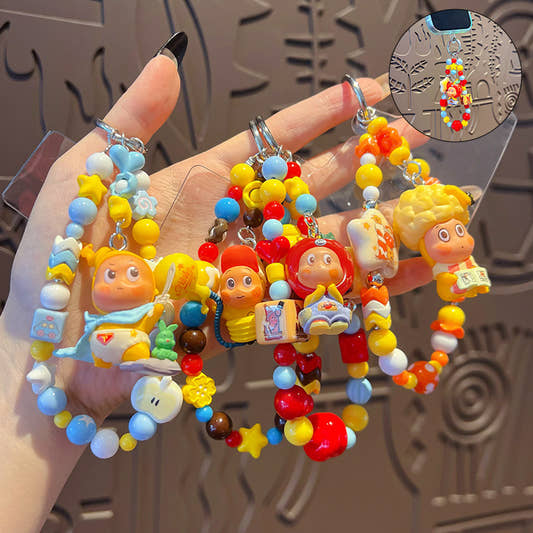 DIY Little Nose Ka Star Man Beaded Mobile Phone Chain Keychain Pendant Female Little Drip Bag Doll Doll Pendant