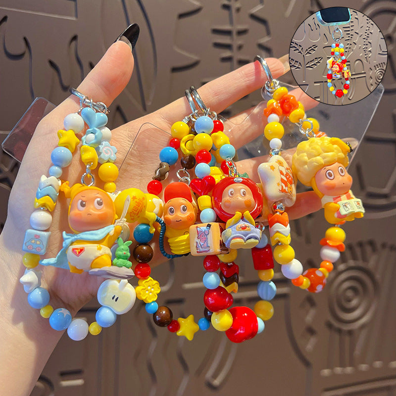 DIY Little Nose Ka Star Man Beaded Mobile Phone Chain Keychain Pendant Female Little Drip Bag Doll Doll Pendant