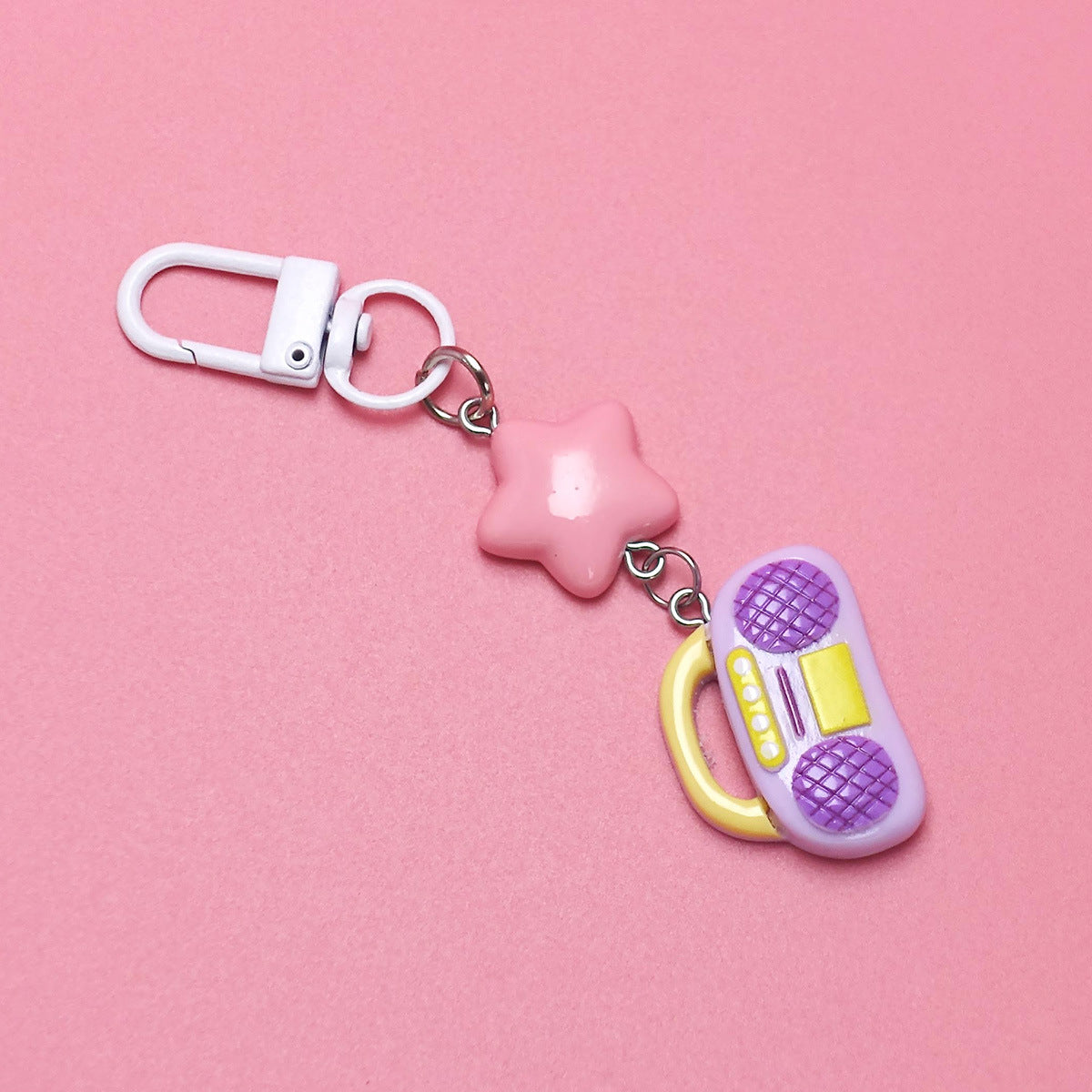 Color glossy resin cartoon keychain creative DIY cute ins style niche small pendant student backpack pendant