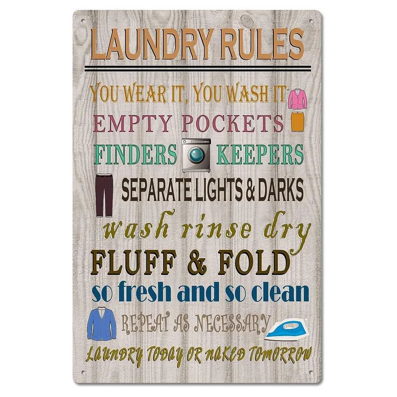 Bathroom Sign Decorative Painting, Home Poster Retro American Tin Painting Washing Room Decorative Painting