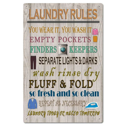 Bathroom Sign Decorative Painting, Home Poster Retro American Tin Painting Washing Room Decorative Painting