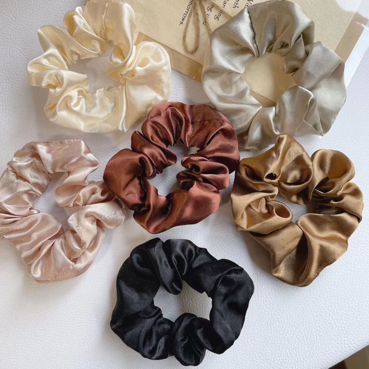40-Color Satin Fabric Large Intestine Hair Band Hair Tie Headrope Rubber Band Fashion Head Flower Hair Accessories
