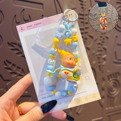 DIY Little Nose Ka Star Man Beaded Mobile Phone Chain Keychain Pendant Female Little Drip Bag Doll Doll Pendant