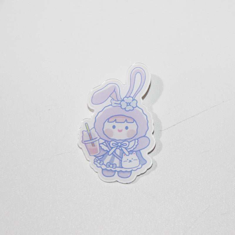 Student accessories acrylic brooch, creative cute cartoon brooch, personalized bag clothing accessories badge wholesale