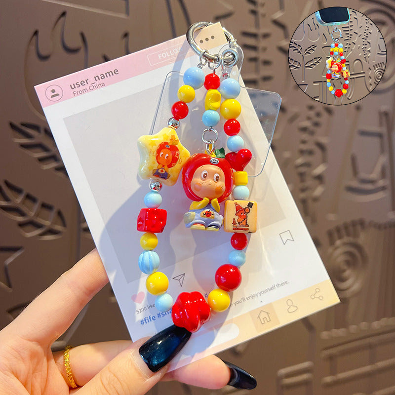 DIY Little Nose Ka Star Man Beaded Mobile Phone Chain Keychain Pendant Female Little Drip Bag Doll Doll Pendant