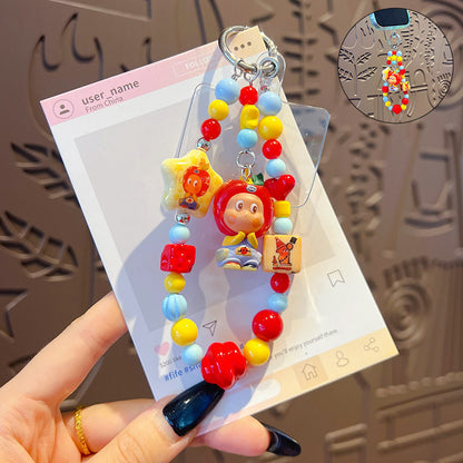 DIY Little Nose Ka Star Man Beaded Mobile Phone Chain Keychain Pendant Female Little Drip Bag Doll Doll Pendant