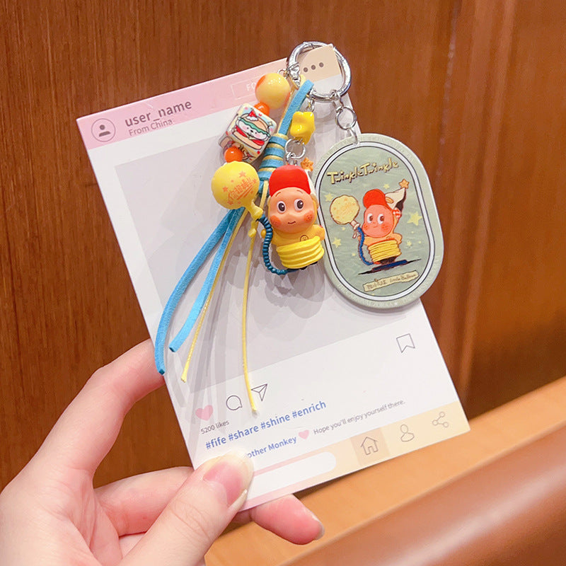 DIY Little Nose Ka Star Man Beaded Mobile Phone Chain Keychain Pendant Female Little Drip Bag Doll Doll Pendant