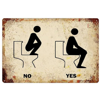 Bathroom Sign Decorative Painting, Home Poster Retro American Tin Painting Washing Room Decorative Painting