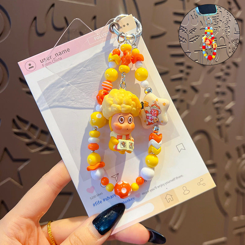 DIY Little Nose Ka Star Man Beaded Mobile Phone Chain Keychain Pendant Female Little Drip Bag Doll Doll Pendant