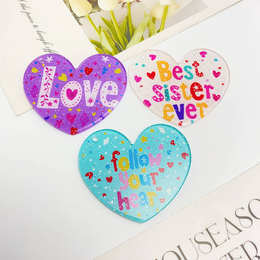 Acrylic creative love couple love pendant pendant DIY mobile phone chain bag hanging keychain jewelry accessories