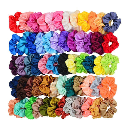 40-Color Satin Fabric Large Intestine Hair Band Hair Tie Headrope Rubber Band Fashion Head Flower Hair Accessories