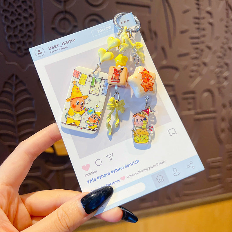 DIY Little Nose Ka Star Man Beaded Mobile Phone Chain Keychain Pendant Female Little Drip Bag Doll Doll Pendant