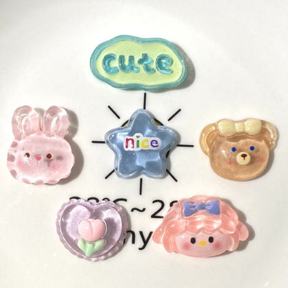10pcs Transparent cute animal resin accessories DIY cream glue mobile phone case hair accessories hairpin water cup storage box patch