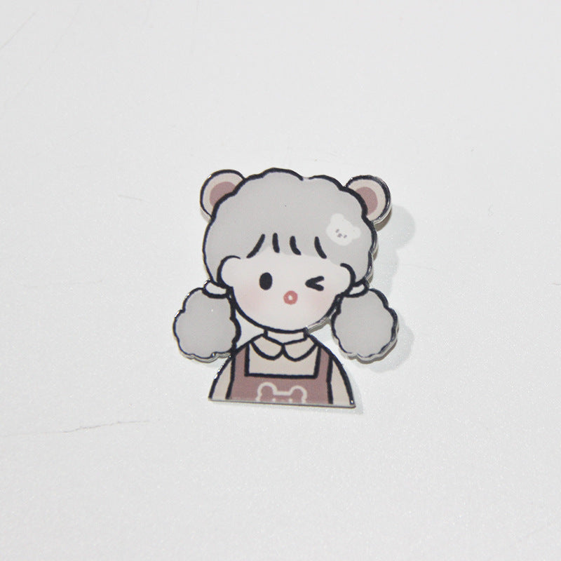 Student accessories acrylic brooch, creative cute cartoon brooch, personalized bag clothing accessories badge wholesale