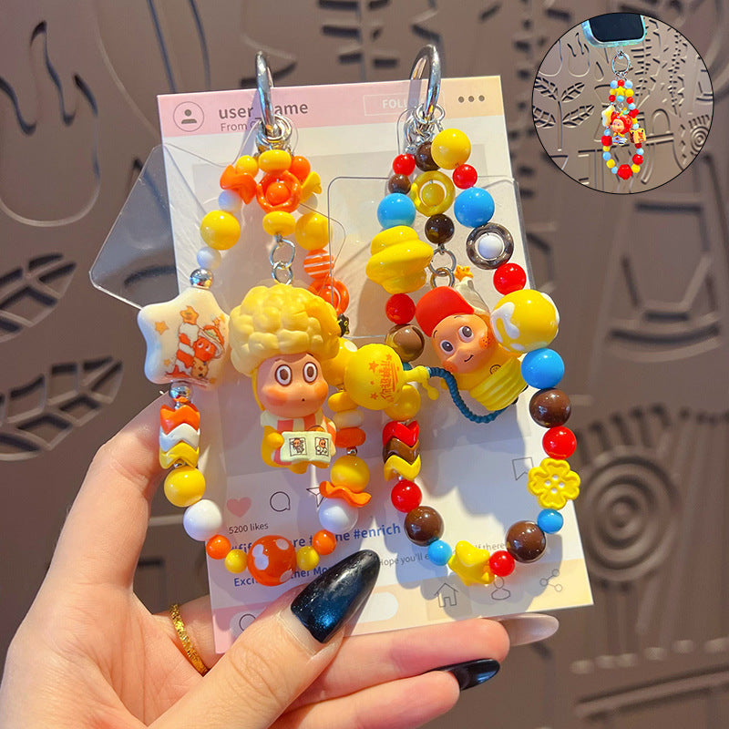 DIY Little Nose Ka Star Man Beaded Mobile Phone Chain Keychain Pendant Female Little Drip Bag Doll Doll Pendant