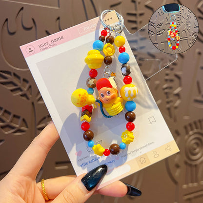 DIY Little Nose Ka Star Man Beaded Mobile Phone Chain Keychain Pendant Female Little Drip Bag Doll Doll Pendant