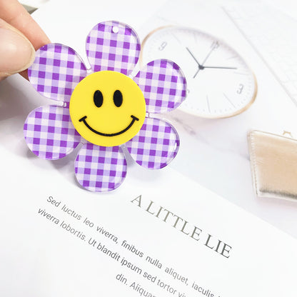 Acrylic 3d printing process cute smiley face flower fashion mobile phone pendant keychain DIY accessories