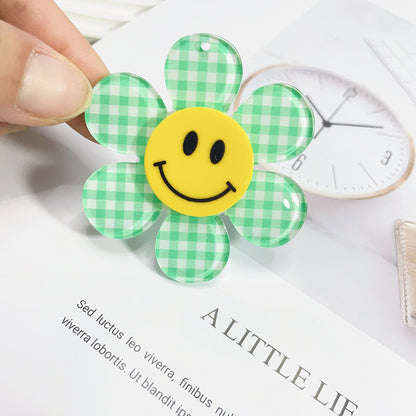 Acrylic 3d printing process cute smiley face flower fashion mobile phone pendant keychain DIY accessories