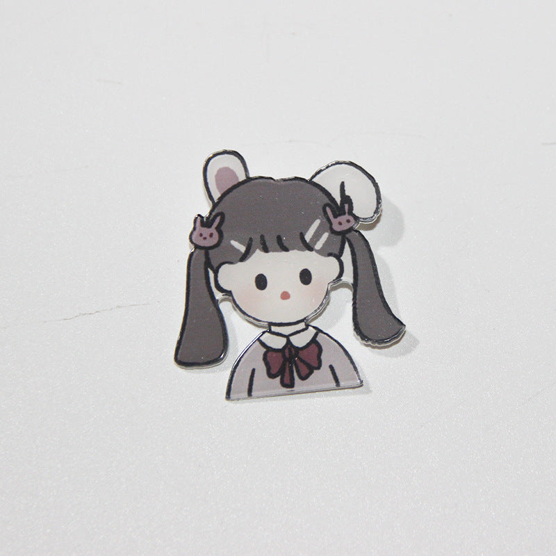 Student accessories acrylic brooch, creative cute cartoon brooch, personalized bag clothing accessories badge wholesale