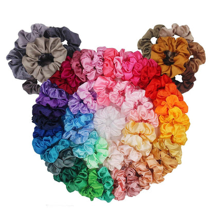 40-Color Satin Fabric Large Intestine Hair Band Hair Tie Headrope Rubber Band Fashion Head Flower Hair Accessories