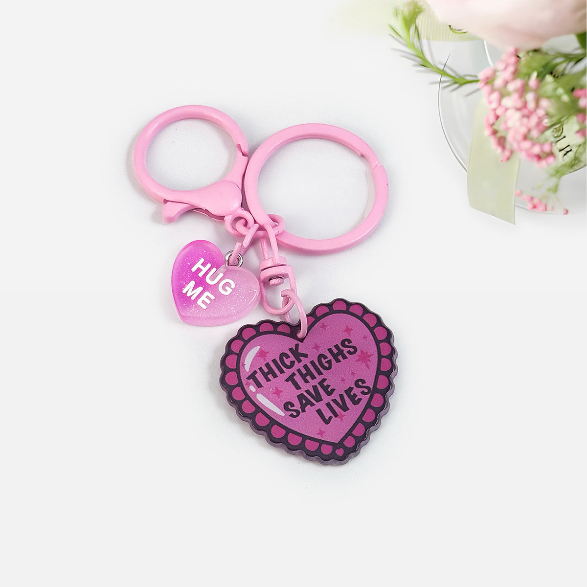 Hot-selling Double-sided Acrylic Pink Girl, Love Fun DIY Keychain Bag Pendant Mobile Phone Hanging