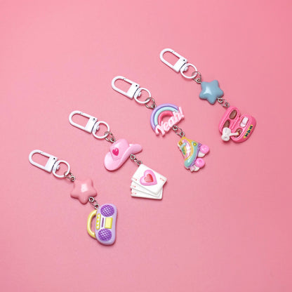 Color glossy resin cartoon keychain creative DIY cute ins style niche small pendant student backpack pendant