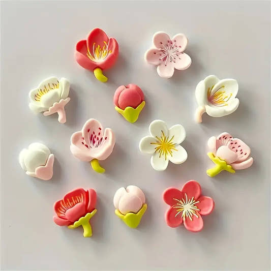 Small Fresh Resin Flower Refrigerator Sticker Peach Blossom Magnet Whiteboard Cartoon Magnetic Sticker Fixed Photo Message Board