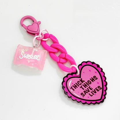 Hot-selling Double-sided Acrylic Pink Girl, Love Fun DIY Keychain Bag Pendant Mobile Phone Hanging