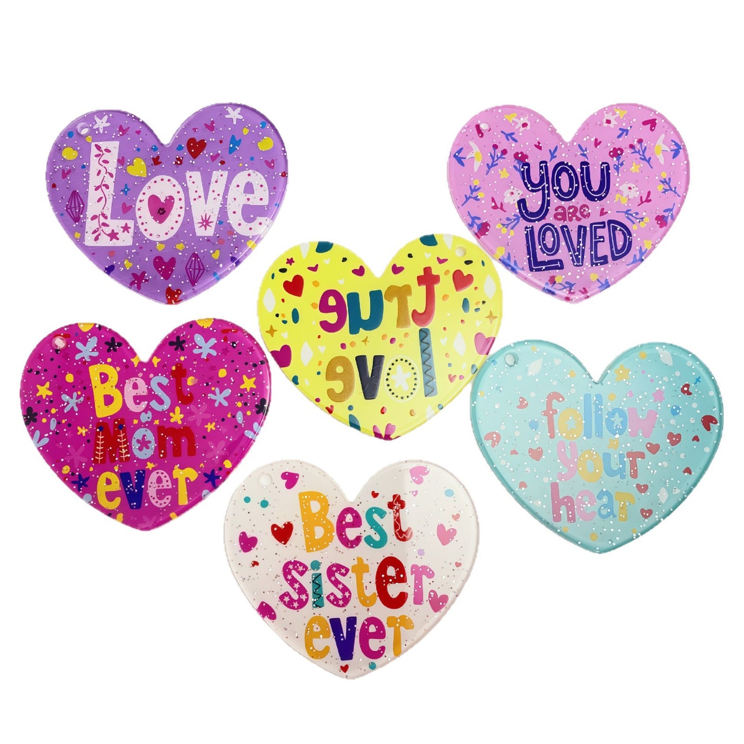 Acrylic creative love couple love pendant pendant DIY mobile phone chain bag hanging keychain jewelry accessories
