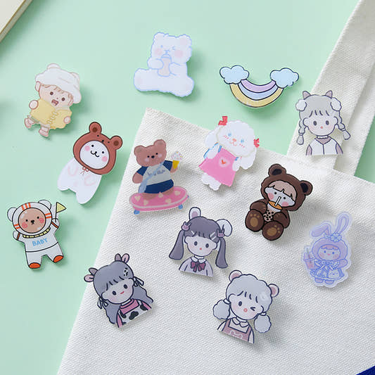 Student accessories acrylic brooch, creative cute cartoon brooch, personalized bag clothing accessories badge wholesale