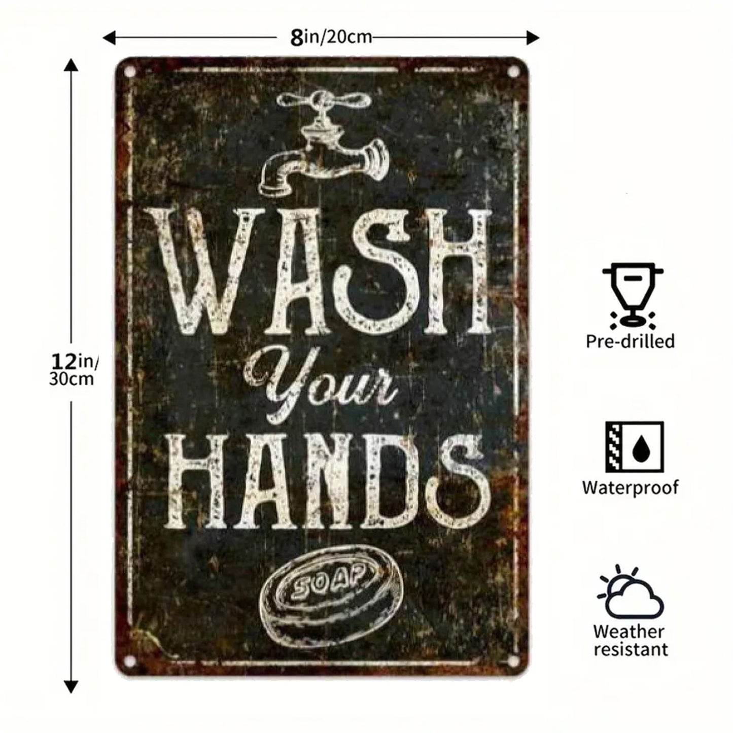Bathroom Sign Decorative Painting, Home Poster Retro American Tin Painting Washing Room Decorative Painting