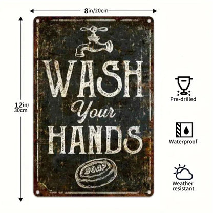 Bathroom Sign Decorative Painting, Home Poster Retro American Tin Painting Washing Room Decorative Painting