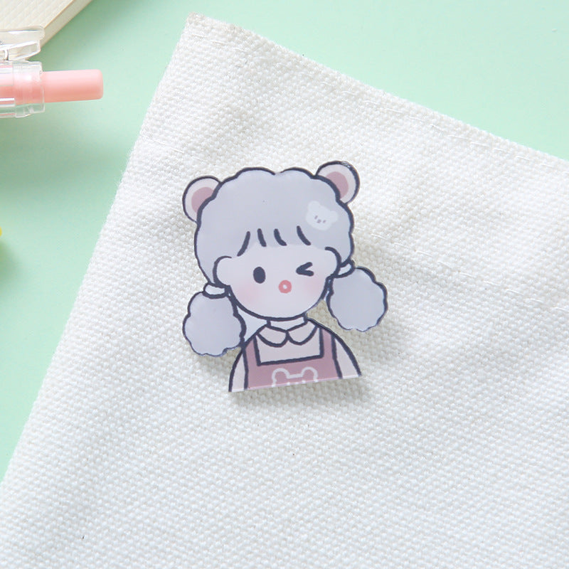 Student accessories acrylic brooch, creative cute cartoon brooch, personalized bag clothing accessories badge wholesale