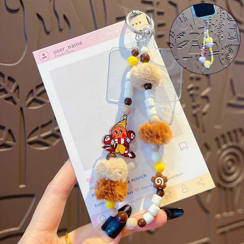 DIY Little Nose Ka Star Man Beaded Mobile Phone Chain Keychain Pendant Female Little Drip Bag Doll Doll Pendant