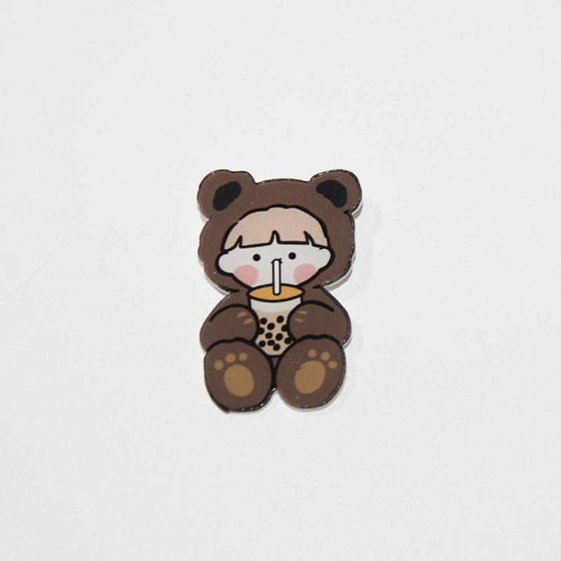 Student accessories acrylic brooch, creative cute cartoon brooch, personalized bag clothing accessories badge wholesale