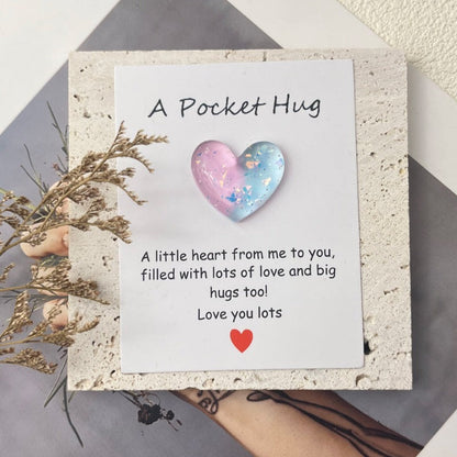 Cross-border new products gradually change pocket hug greeting card, resin love peach heart decorative gift, confession love symbol