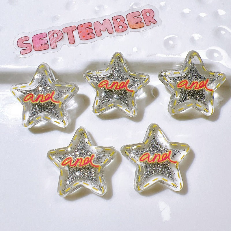 Cave shoes accessories DIY accessories transparent five-pointed star letters fine flash cute shoes flower clothing